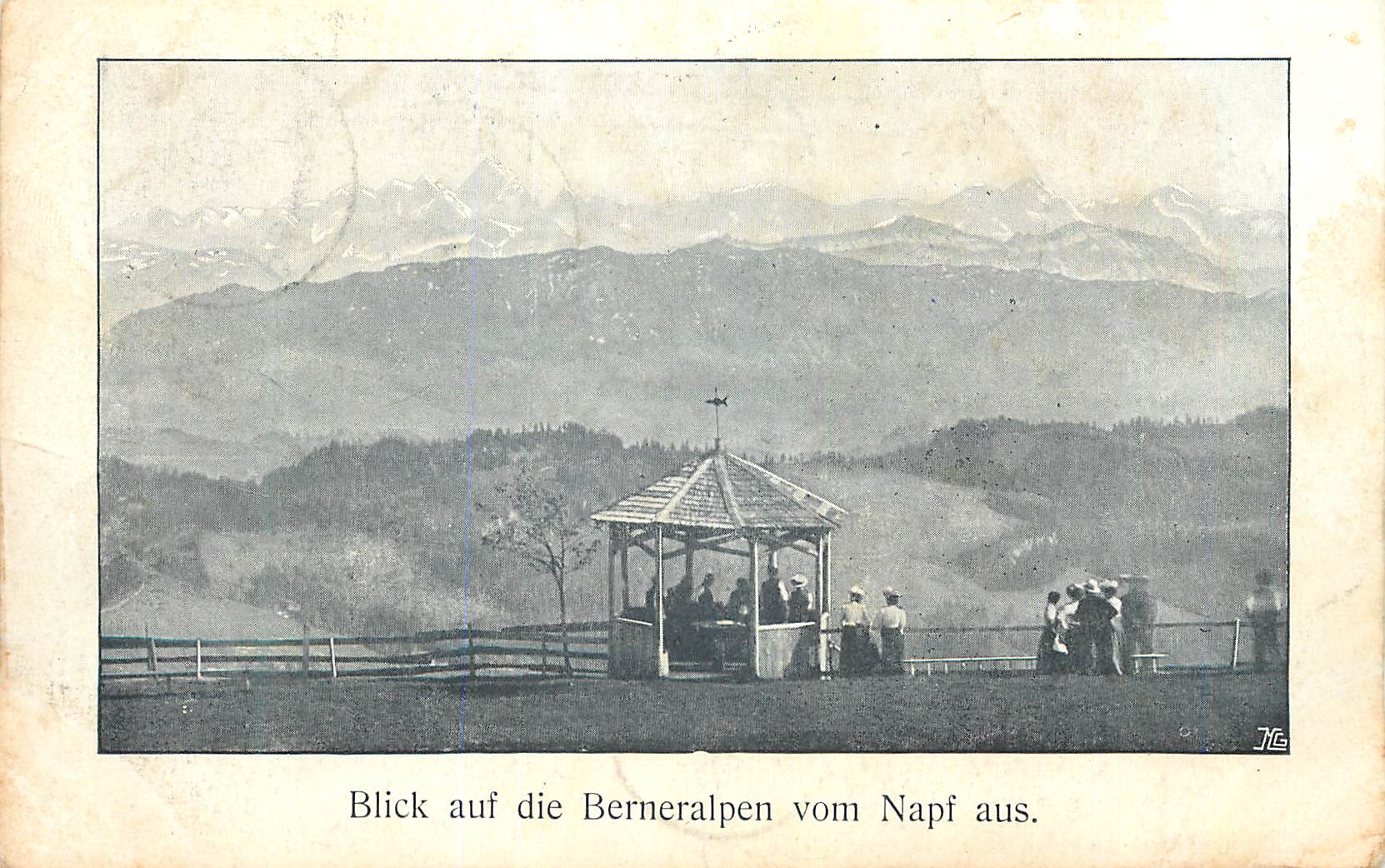 CPA Blick auf die Berneralpen vom Napf aus Cachet Hotel Pension Napf