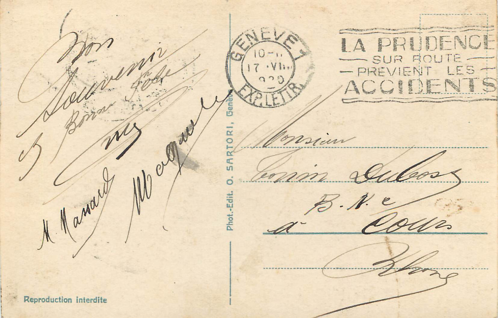 CPA Mont Blanc Vue de Geneve  — Verso