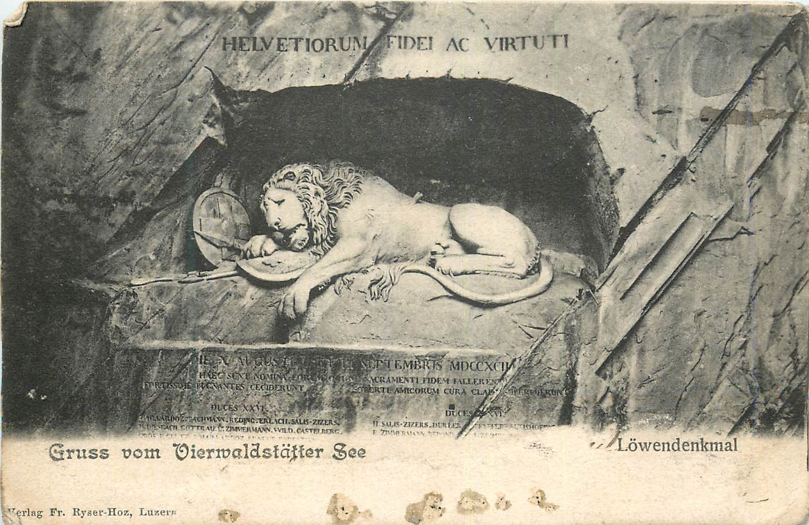 CPA Gruss vom Vierwaldstatter See Lowendenkmal Lion