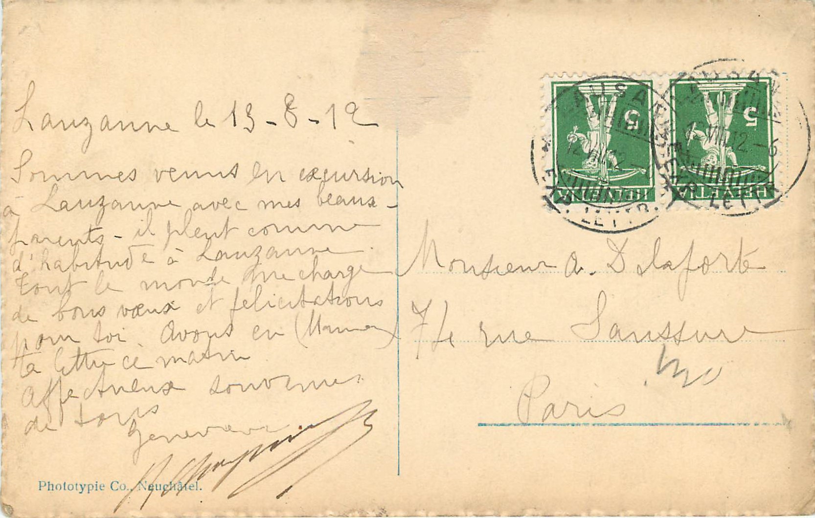 CPA Clarens Ile de Salagnon et Dents du Midi  — Back