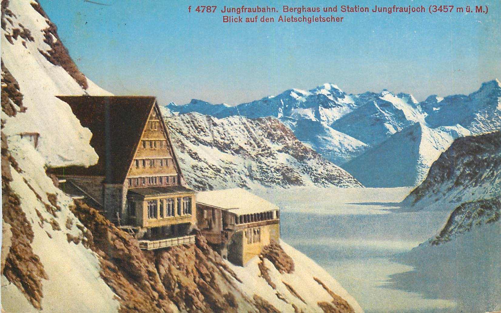 CPA Jungfraubahn Berghaus und Station Jungfraujoch 