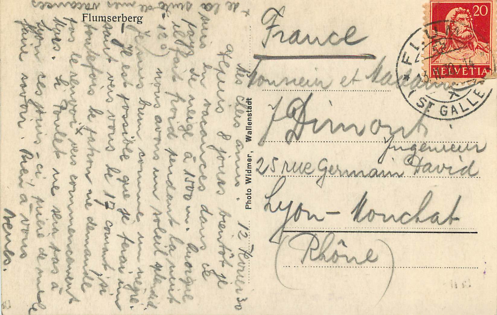 CPA Flumserberg  — Rückseite