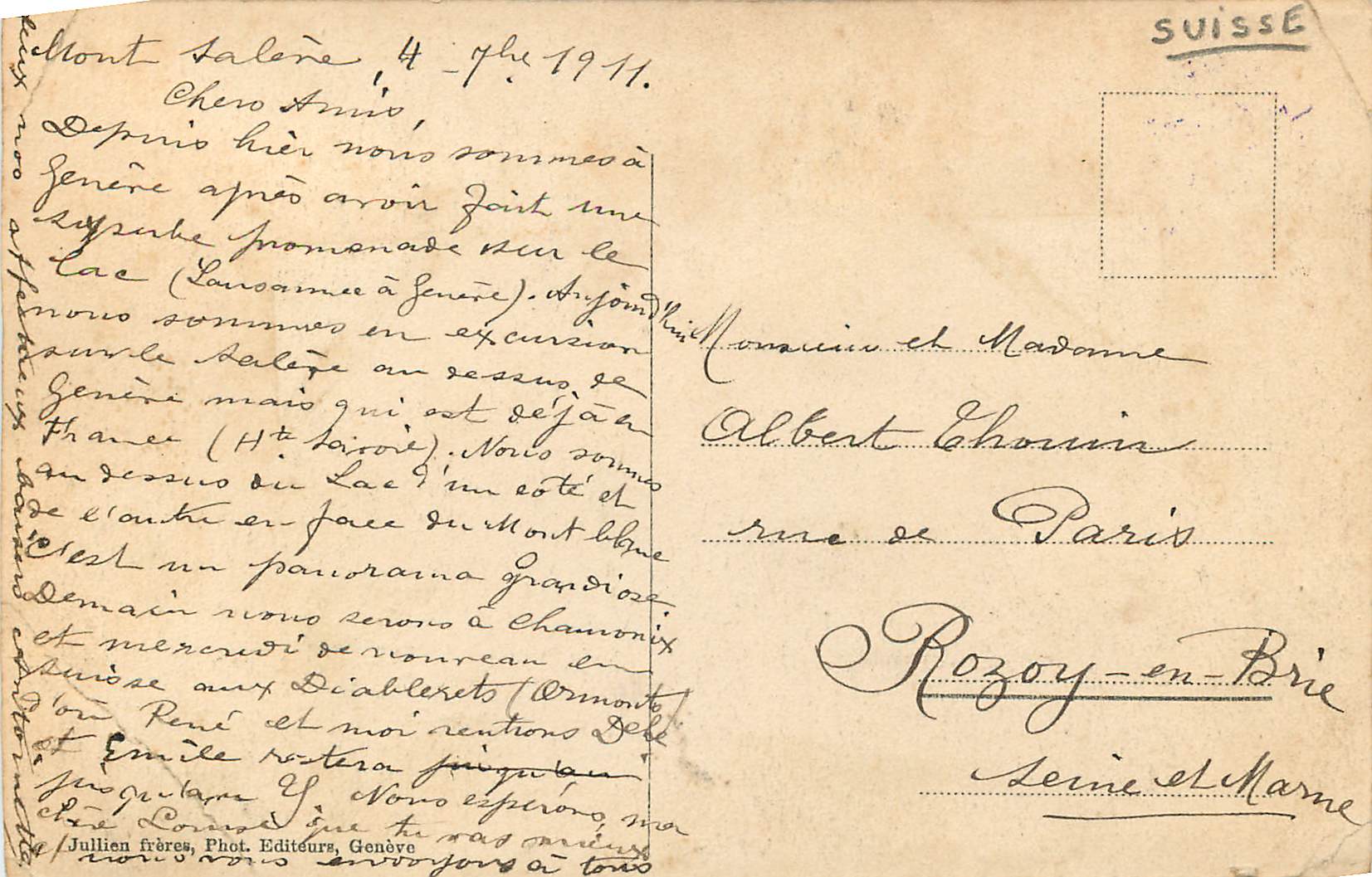 CPA L Arcve et le Saleve pres Geneve  — Verso