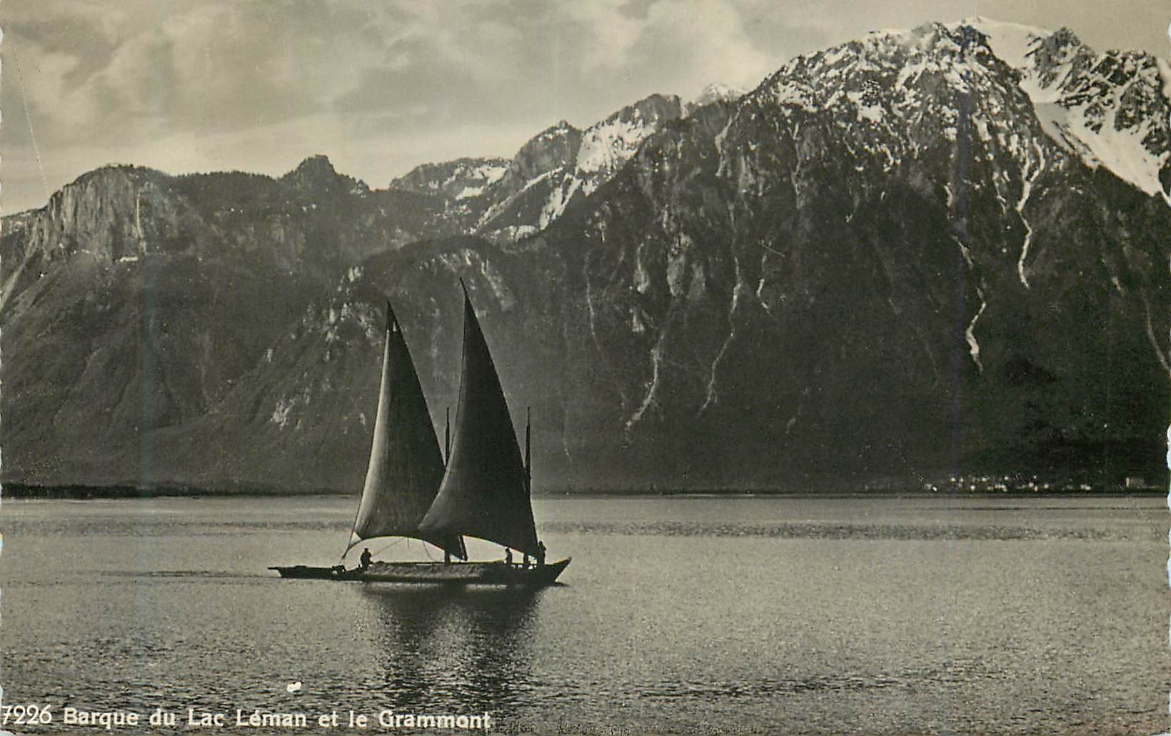 CPA Barque du Lac Leman et le Grammont Bateau