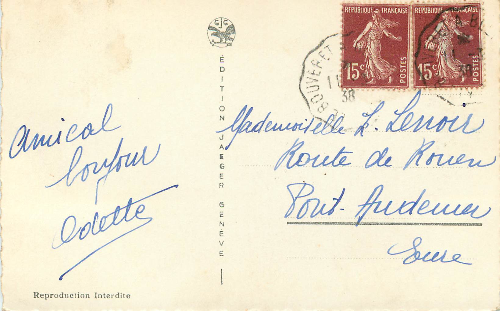 CPA Barque du Lac Leman et le Grammont Bateau — Rückseite