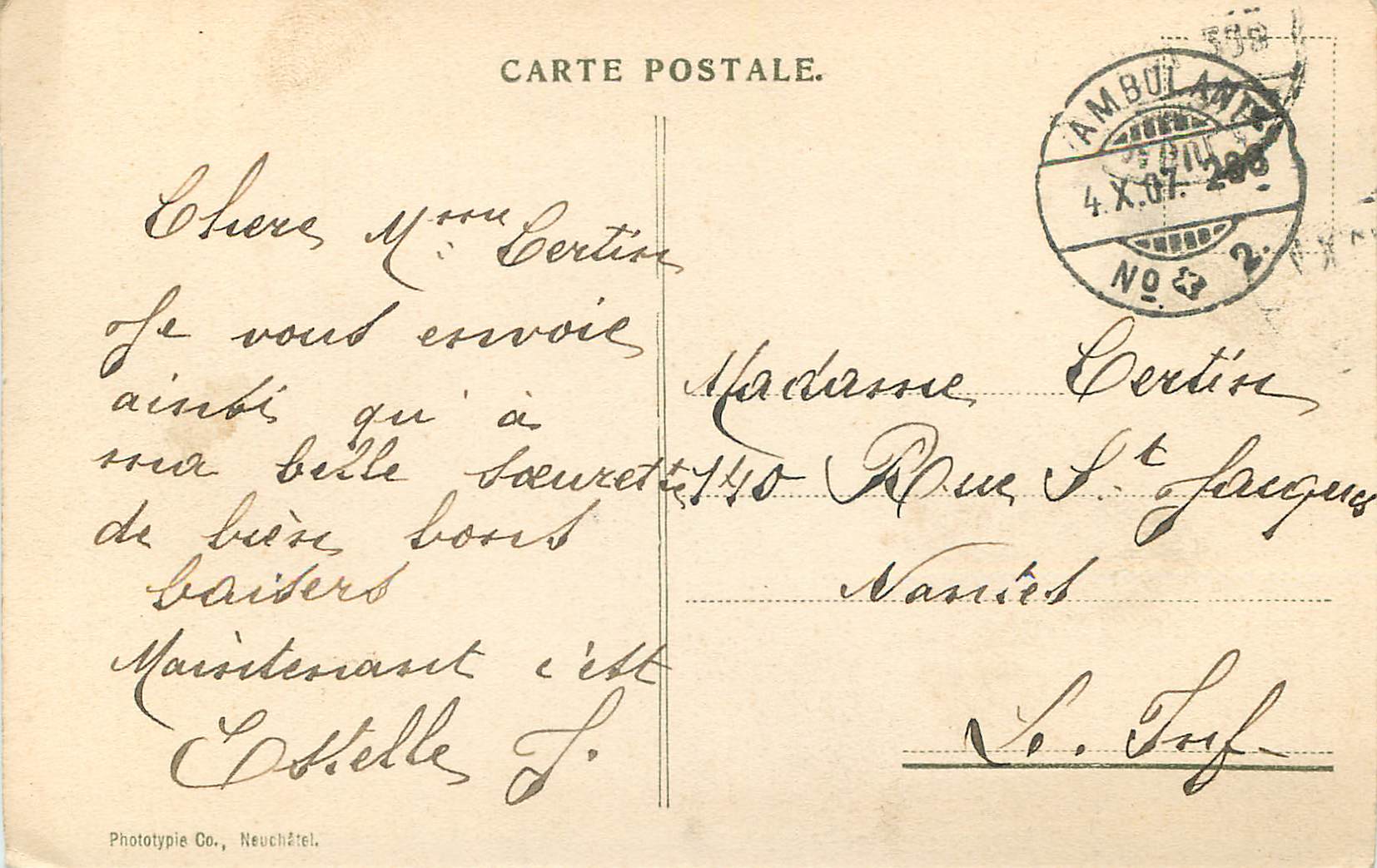 CPA Ile de Salagnon et Dents du Midi  — Verso
