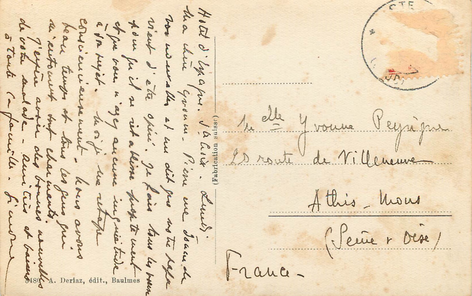 CPA Le Mont Blanc et la mer de brouillard vus des Rasses  — Verso