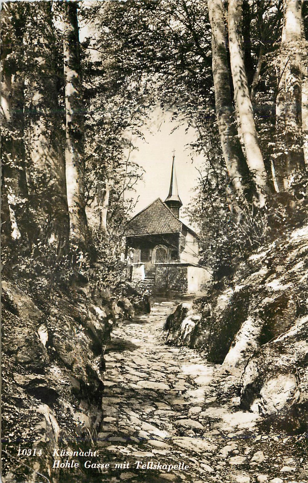 CPA Kusnacht Hohle Gasse mit Teliskapelle 