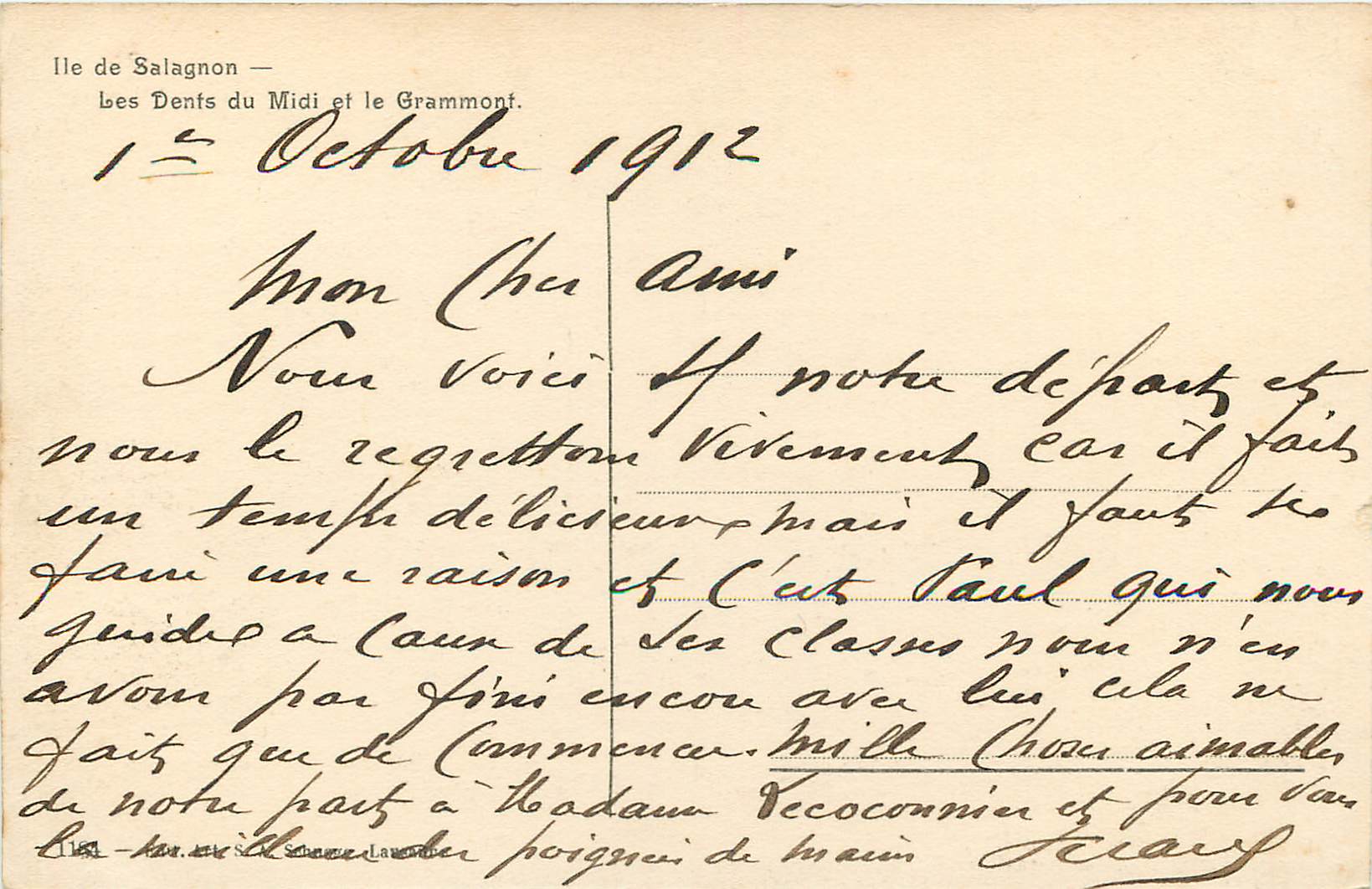 CPA II de Salagnon Les Dents du Midi et le Grammont  — Verso