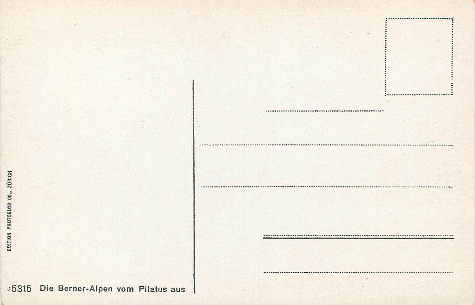 CPA Die Berner Alpen vom Pilatus aus  — Rückseite