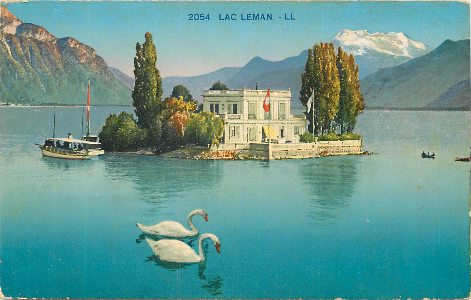 CPA Lac Leman Bateau Cygnes