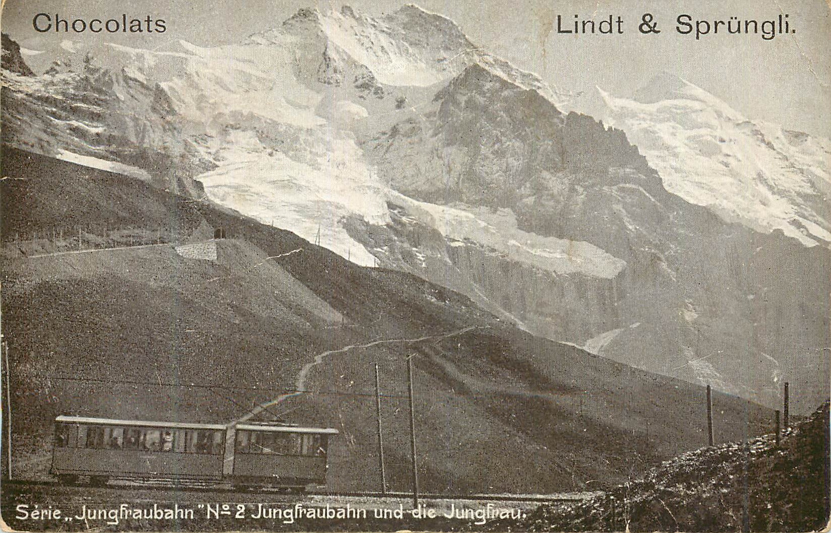 CPA Chocolats Lindt Sprungli Jungfraubahn Funiculaire Train