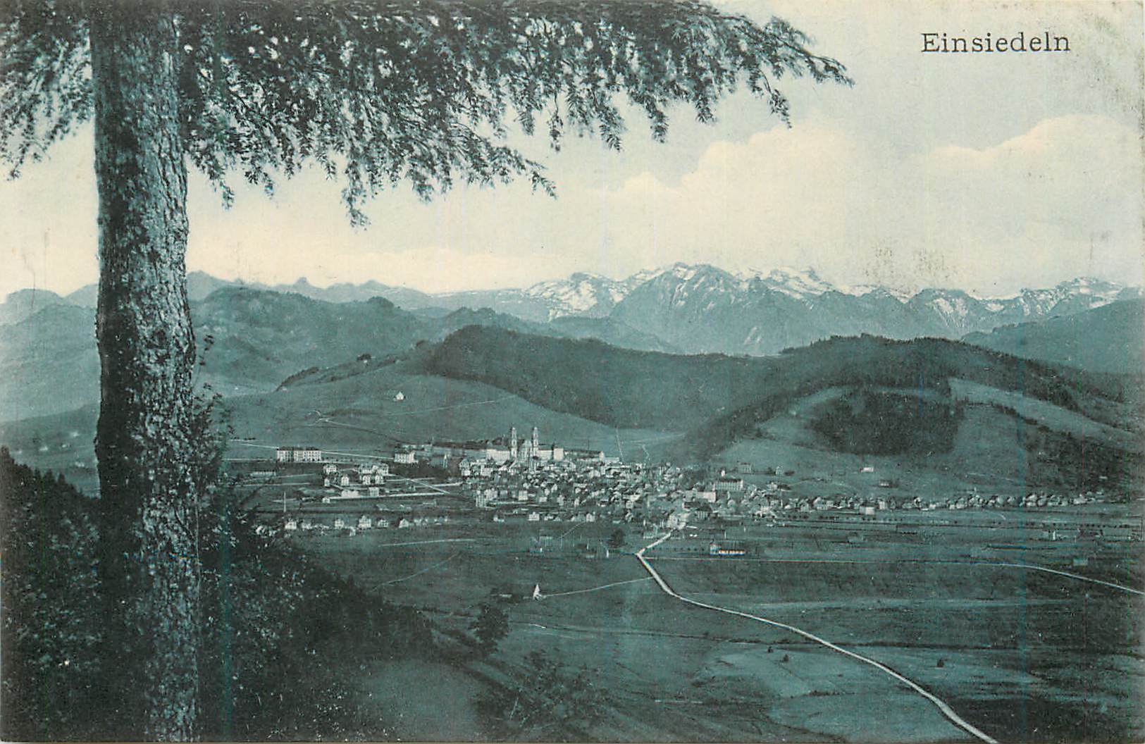 Einsiedeln — vista panorámica con montañas nevadas — G. Metz, Basilea