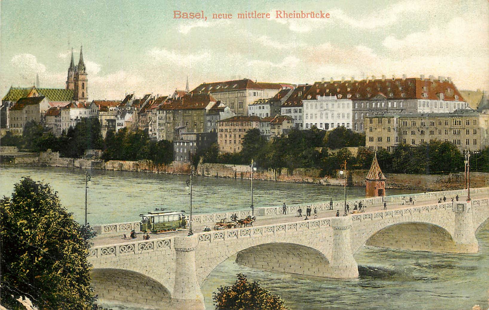 CPA Basel neue mittlere Rheinbrucke 