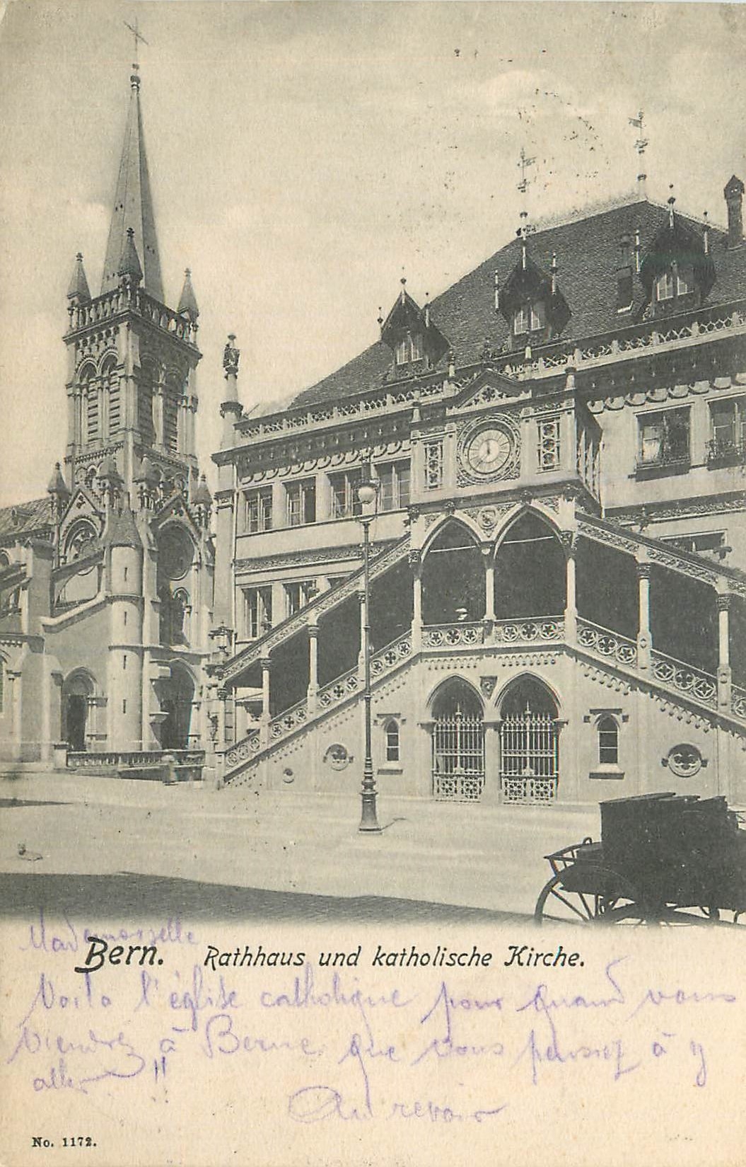 CPA Bern Rathaus und katholische Kirche 