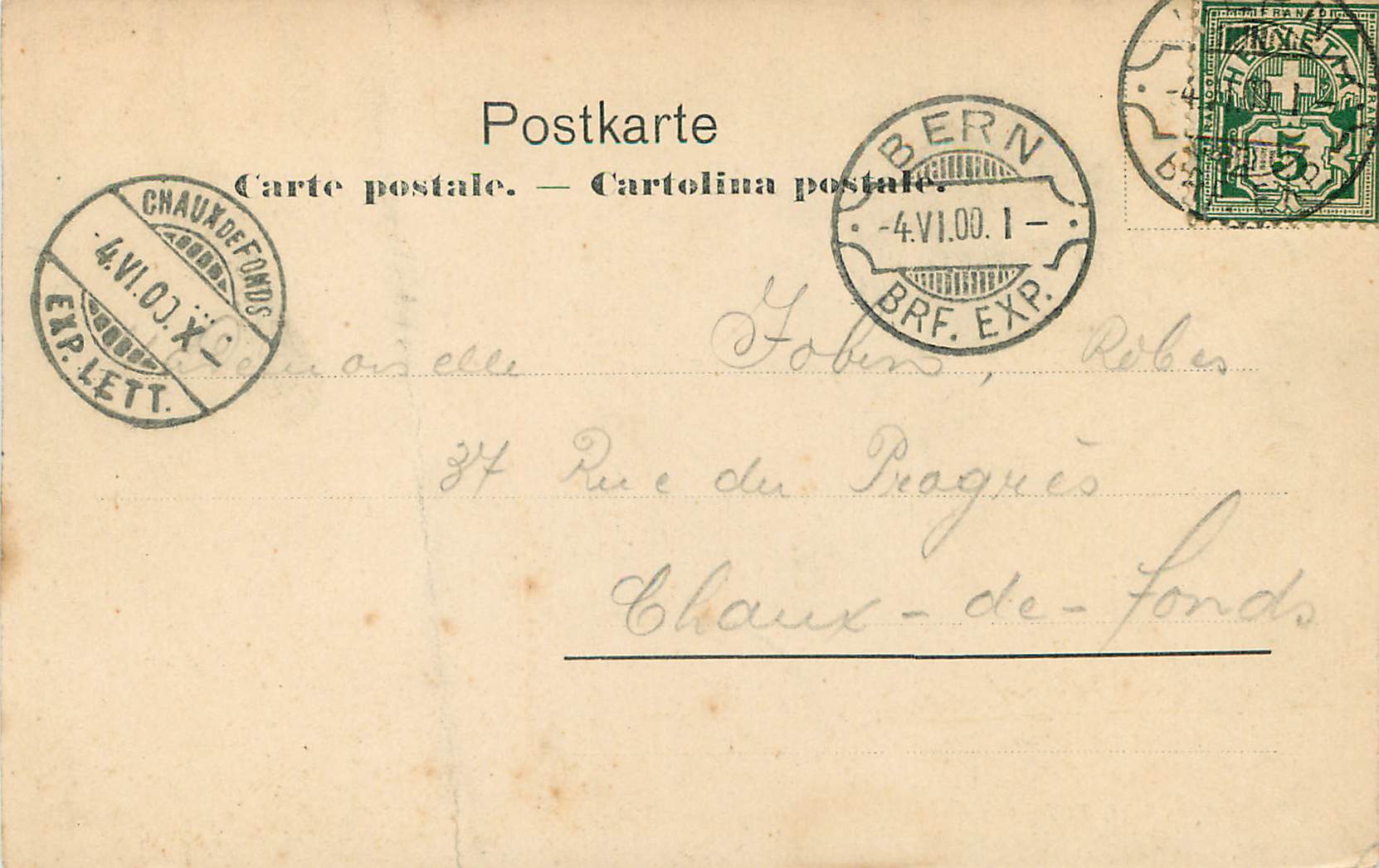 CPA Bern  — Rückseite
