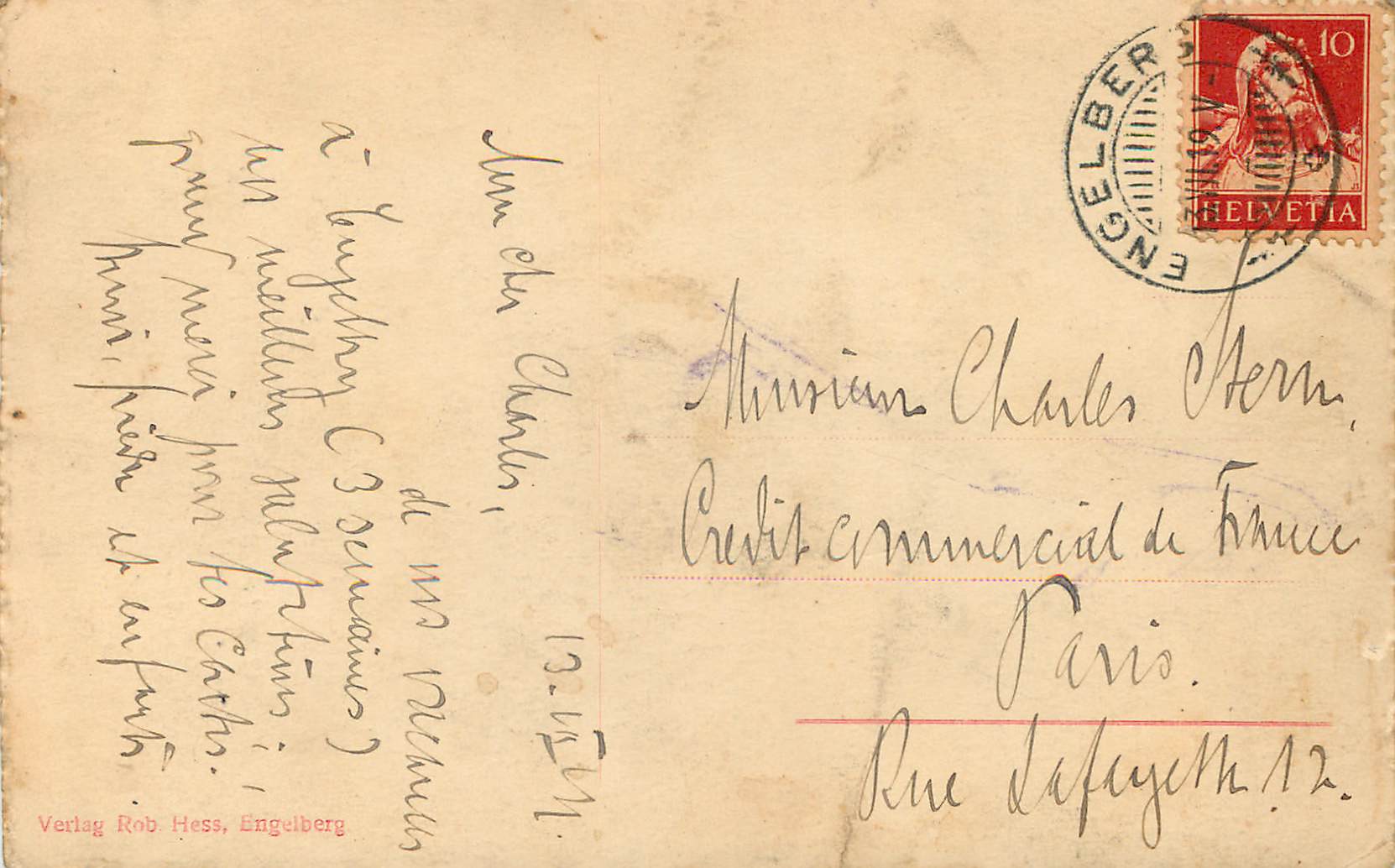 CPA Engelberg Hannen Spannorter und Titlis  — Rückseite