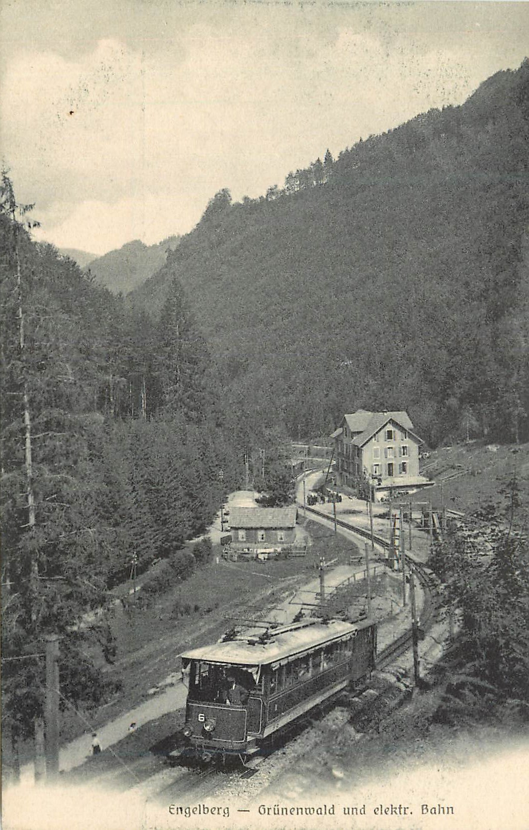 CPA Engelberg Grunenwald und elektr Bahn Train Funiculaire