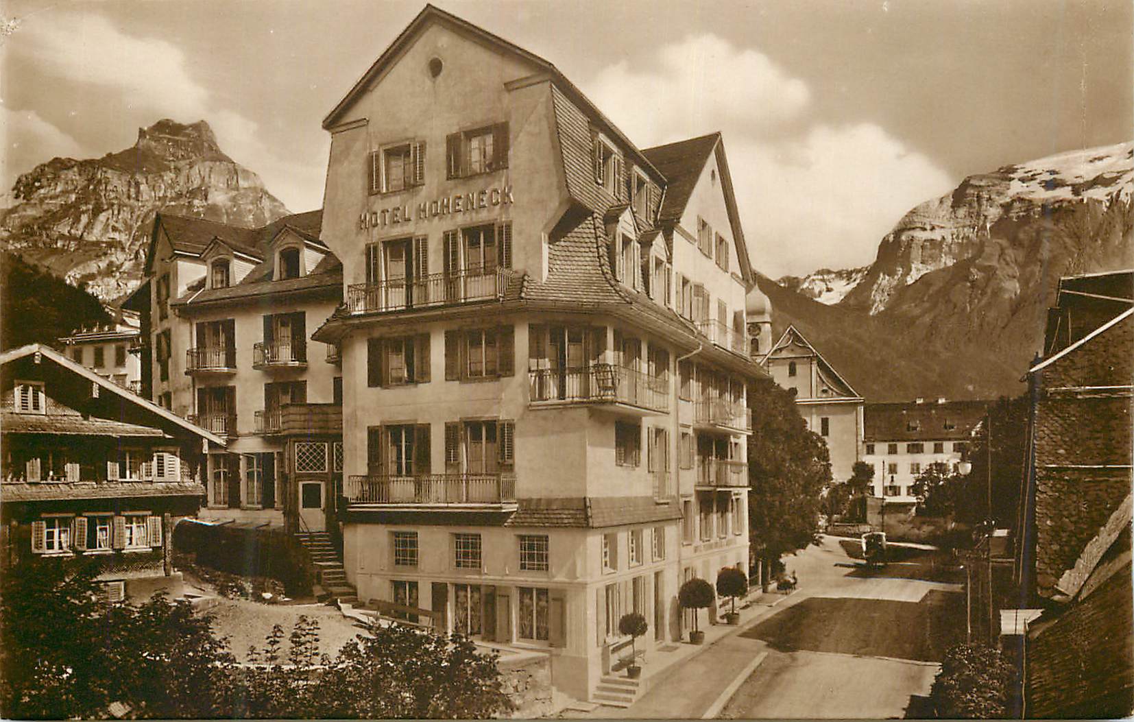 CPA Engelberg Hotel Muller Hoheneck mit Hahnen 