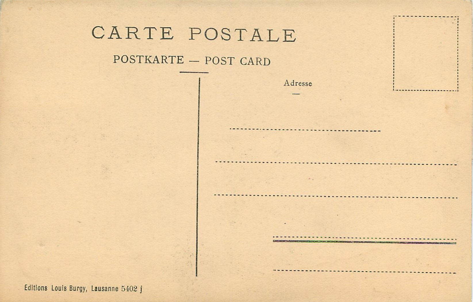CPA Fribourg Fontaine de la Vaillance Lion — Verso