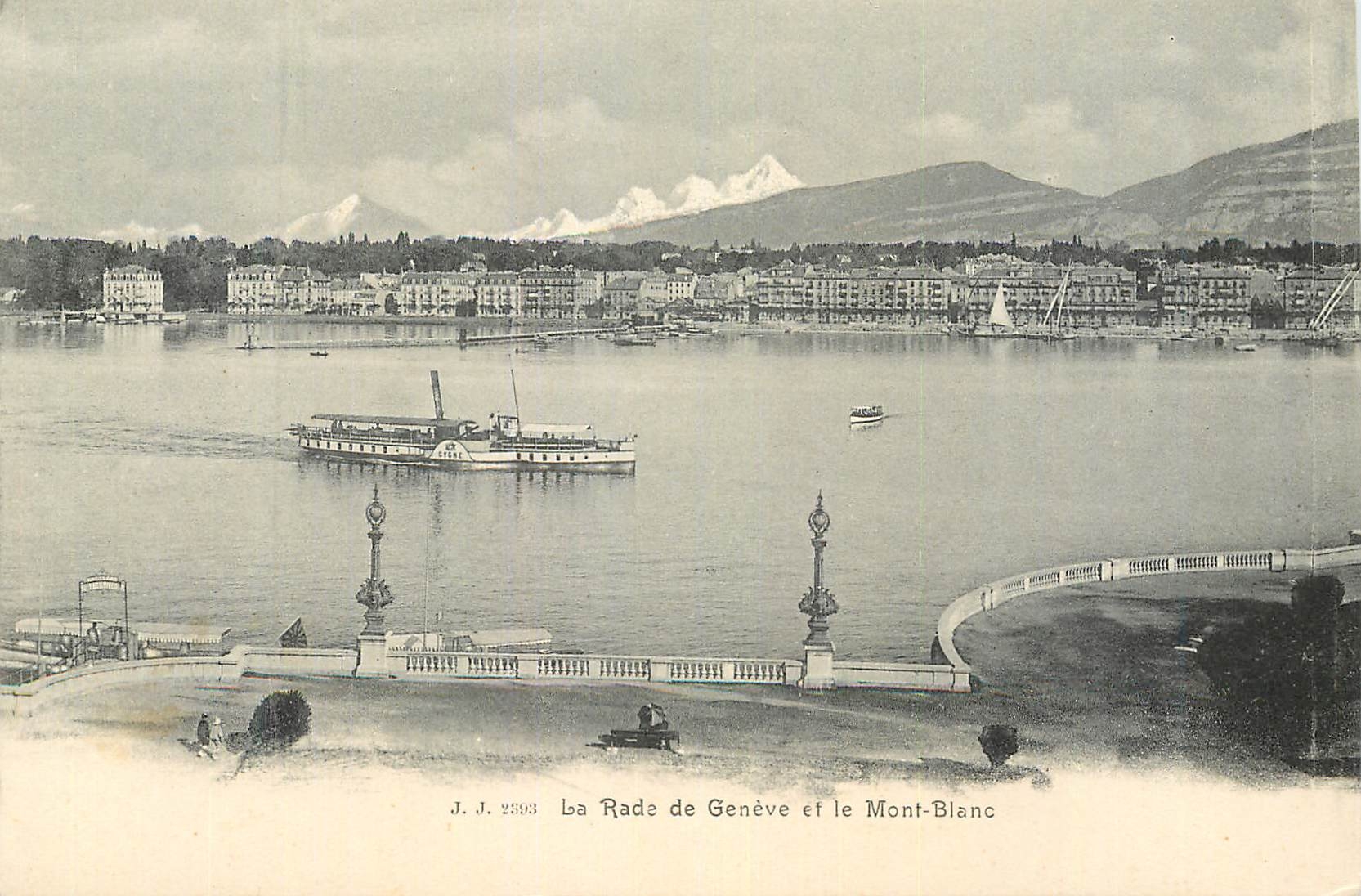 CPA La Rade de Geneve et le Mont Blanc Bateau