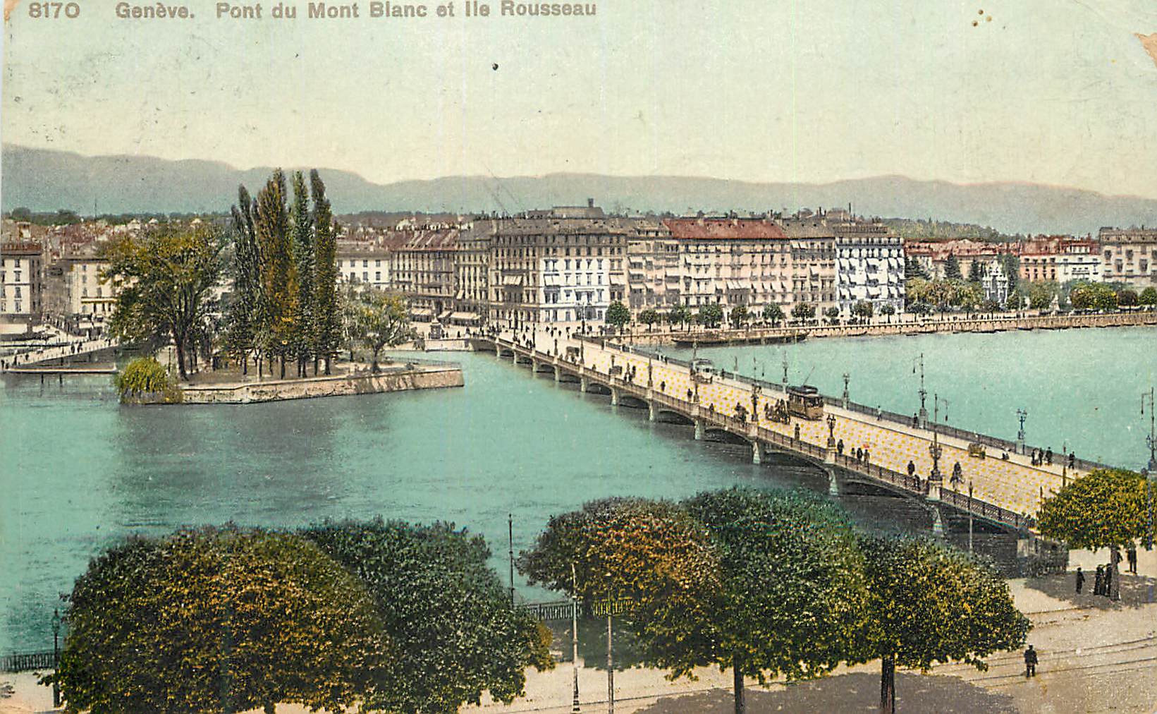 CPA Geneve Pont du Mont Blanc et Ile Rousseau 