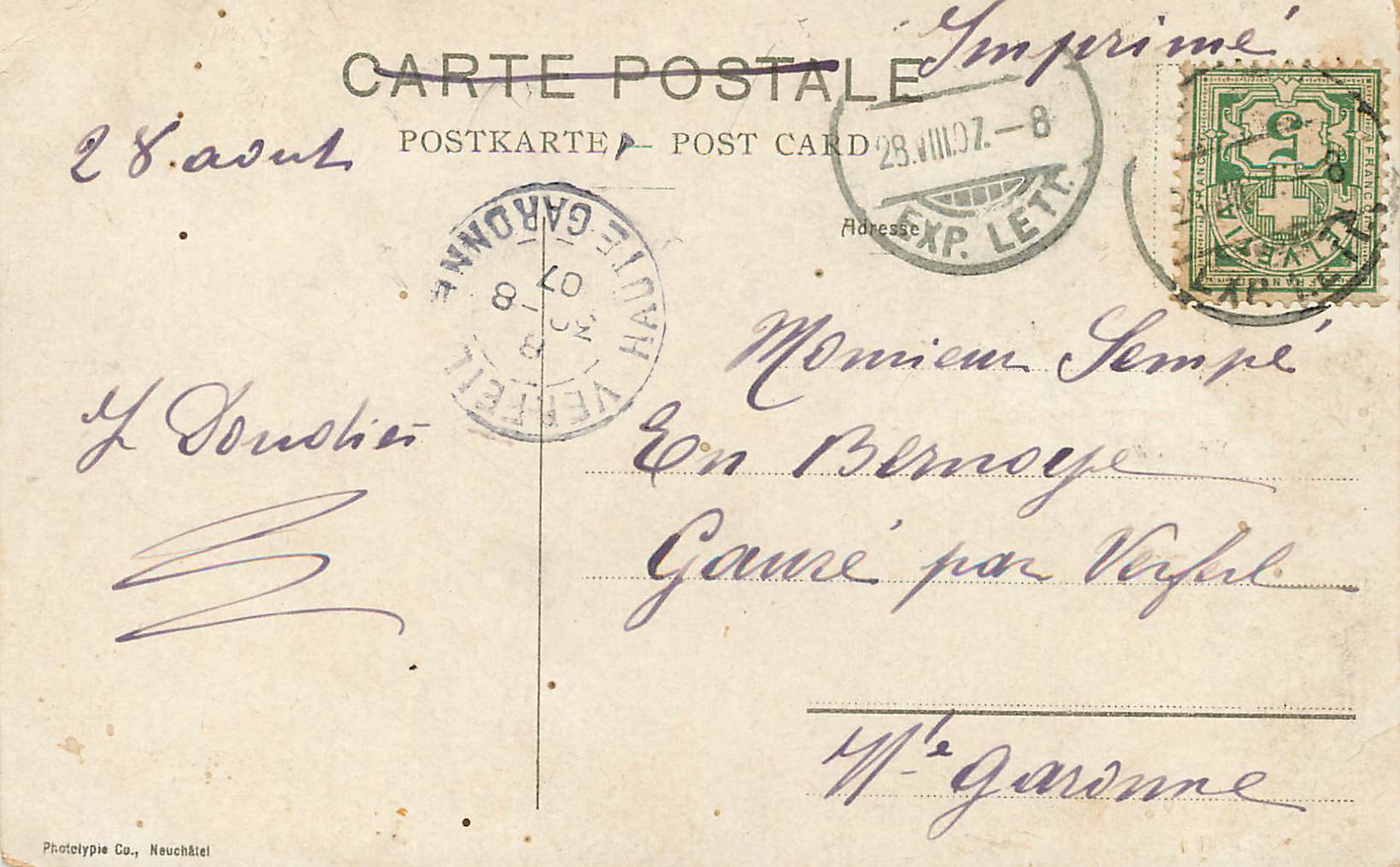CPA Geneve Pont du Mont Blanc et Ile Rousseau  — Verso
