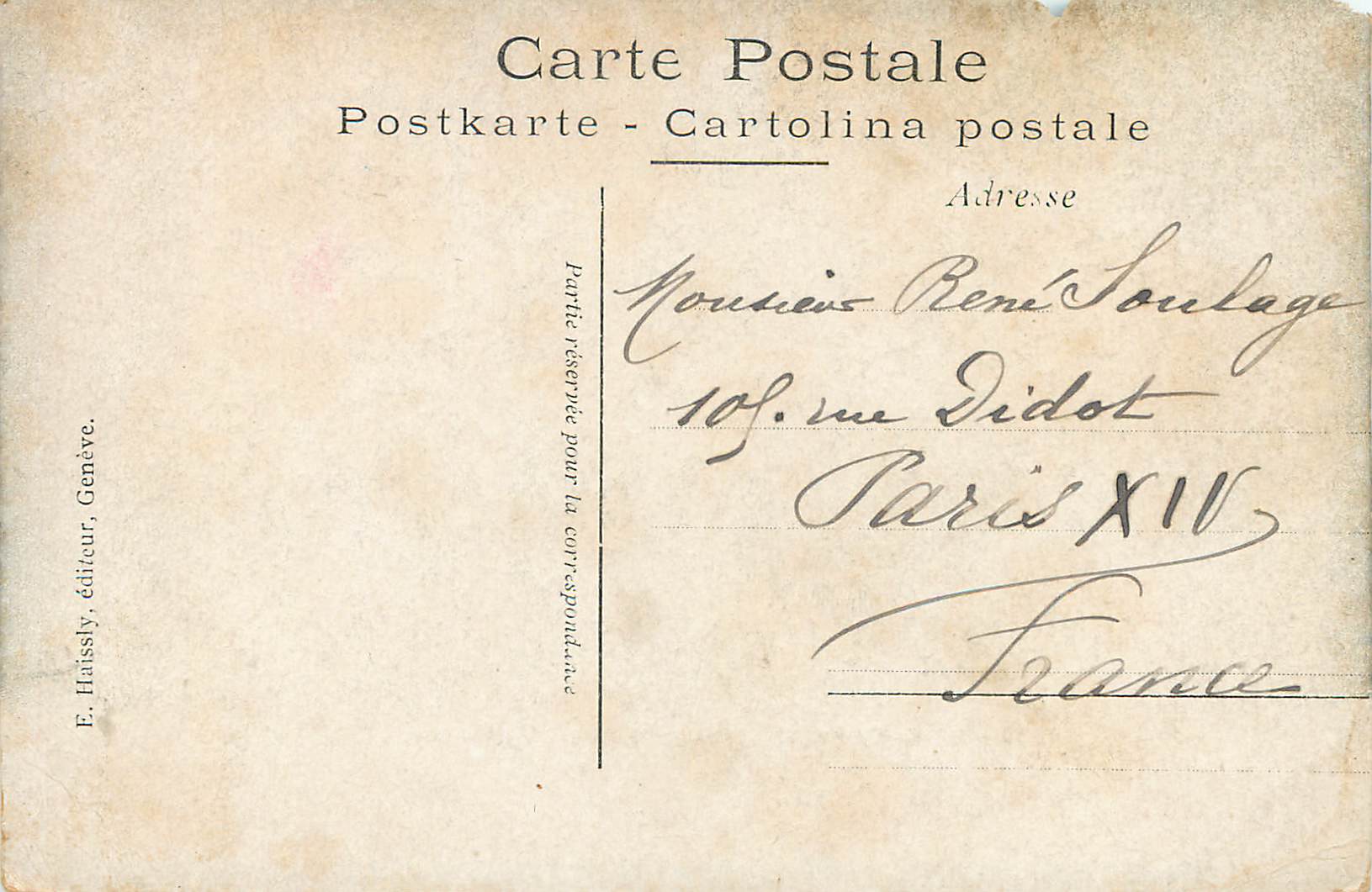 CPA Geneve Monument du Duc de Brunswick — Verso