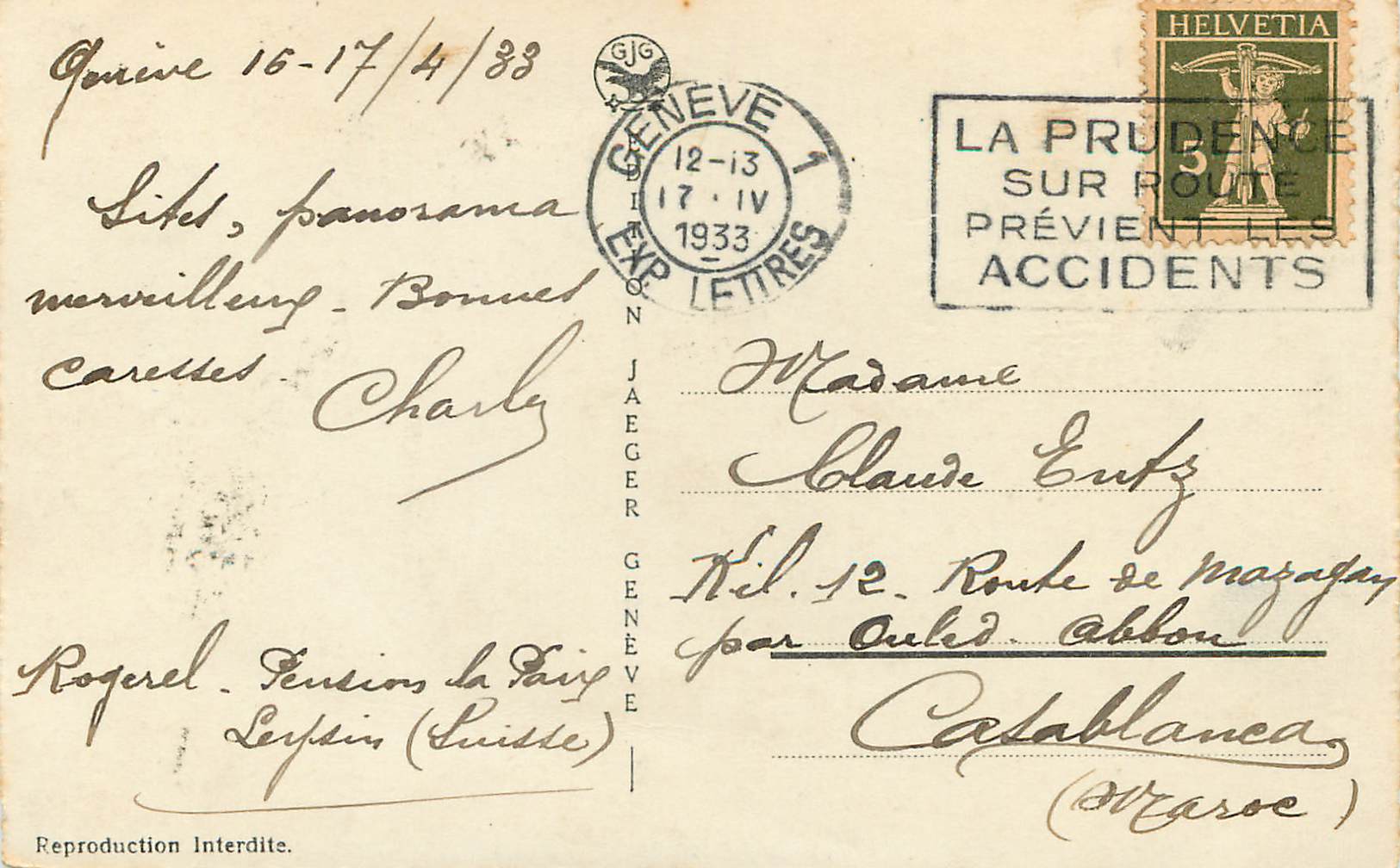 CPA Geneve Pont du Mont Blanc et Ile JJ Rousseau  — Rückseite