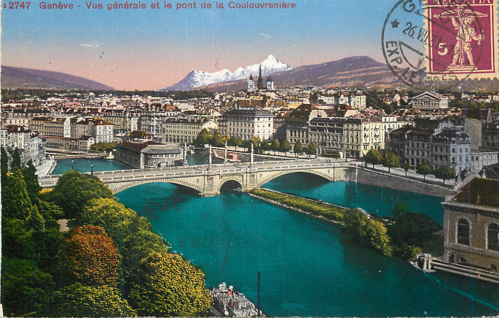 CPA Geneve Vue generale et le pont de la Coulouvreniere 