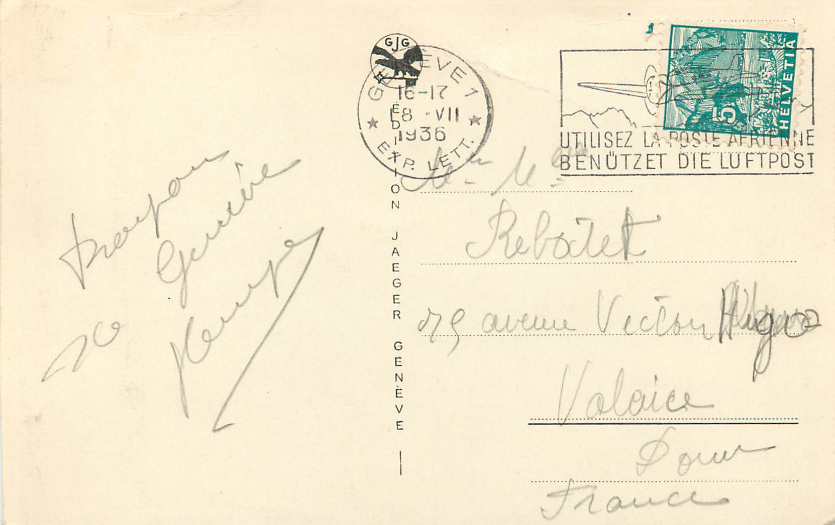 CPA Geneve Monument Brunswick et vue sur la Ville Bateau — Verso