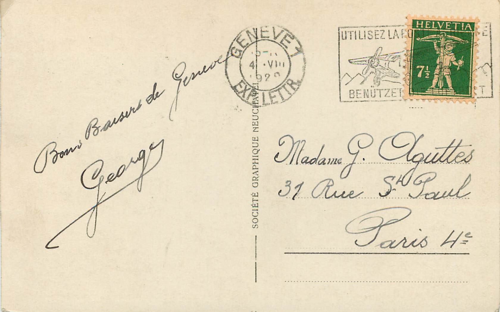 CPA Geneve Rade et Mont Blanc  — Rückseite