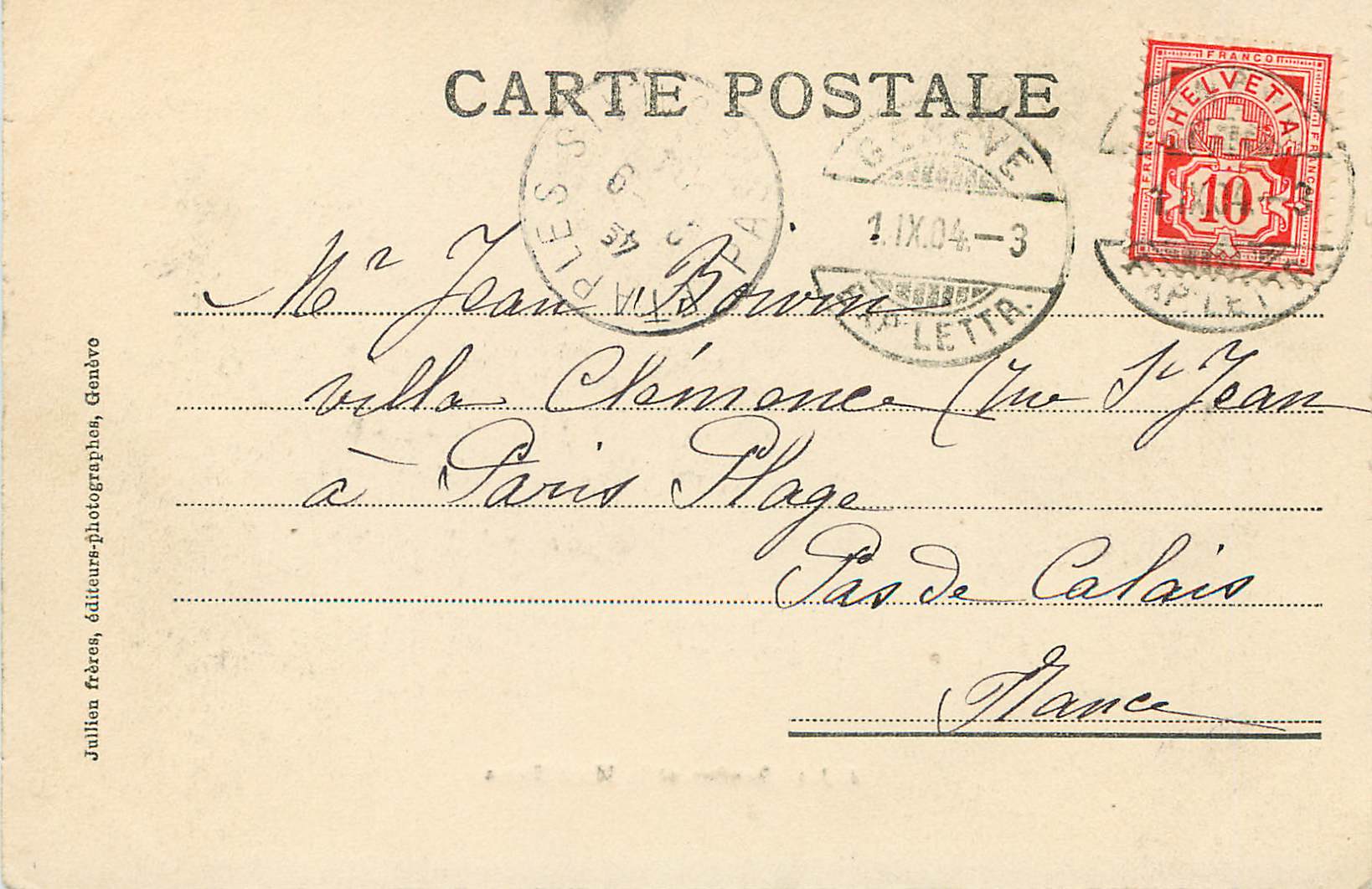 CPA Geneve et le Mont Blanc  — Verso