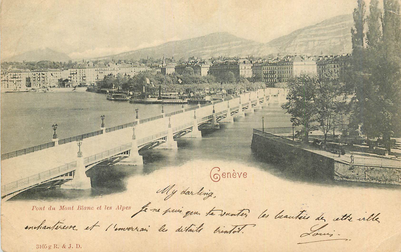 CPA Geneve Pont du Mont Blanc et les Alpes 