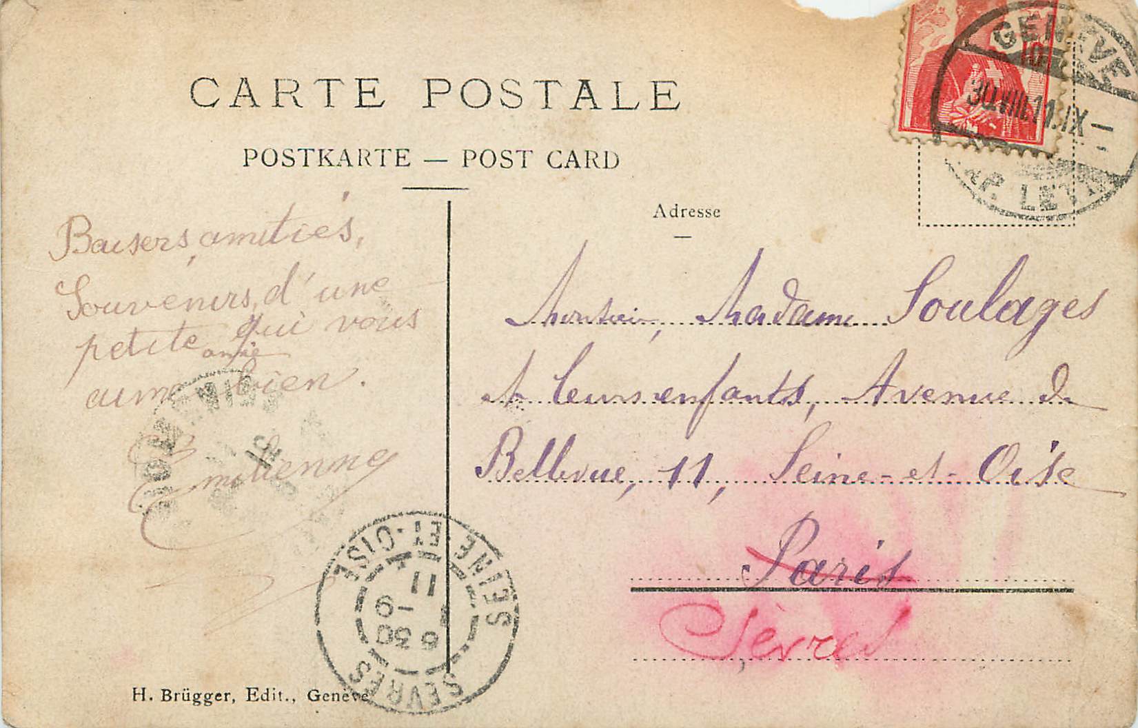 CPA Geneve La Place Bel Air  — Rückseite