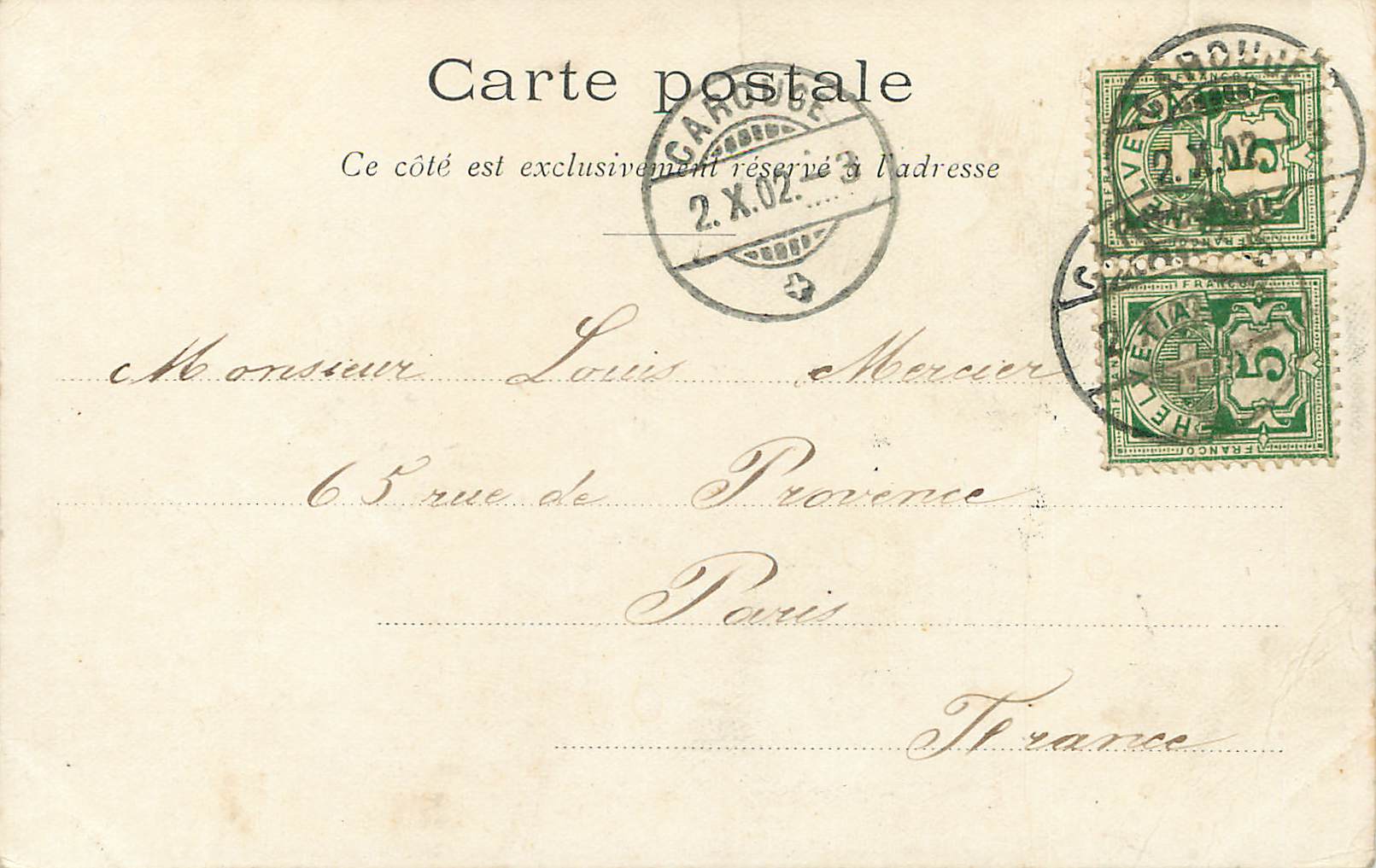 CPA Geneve et Ile Rousseau  — Rückseite