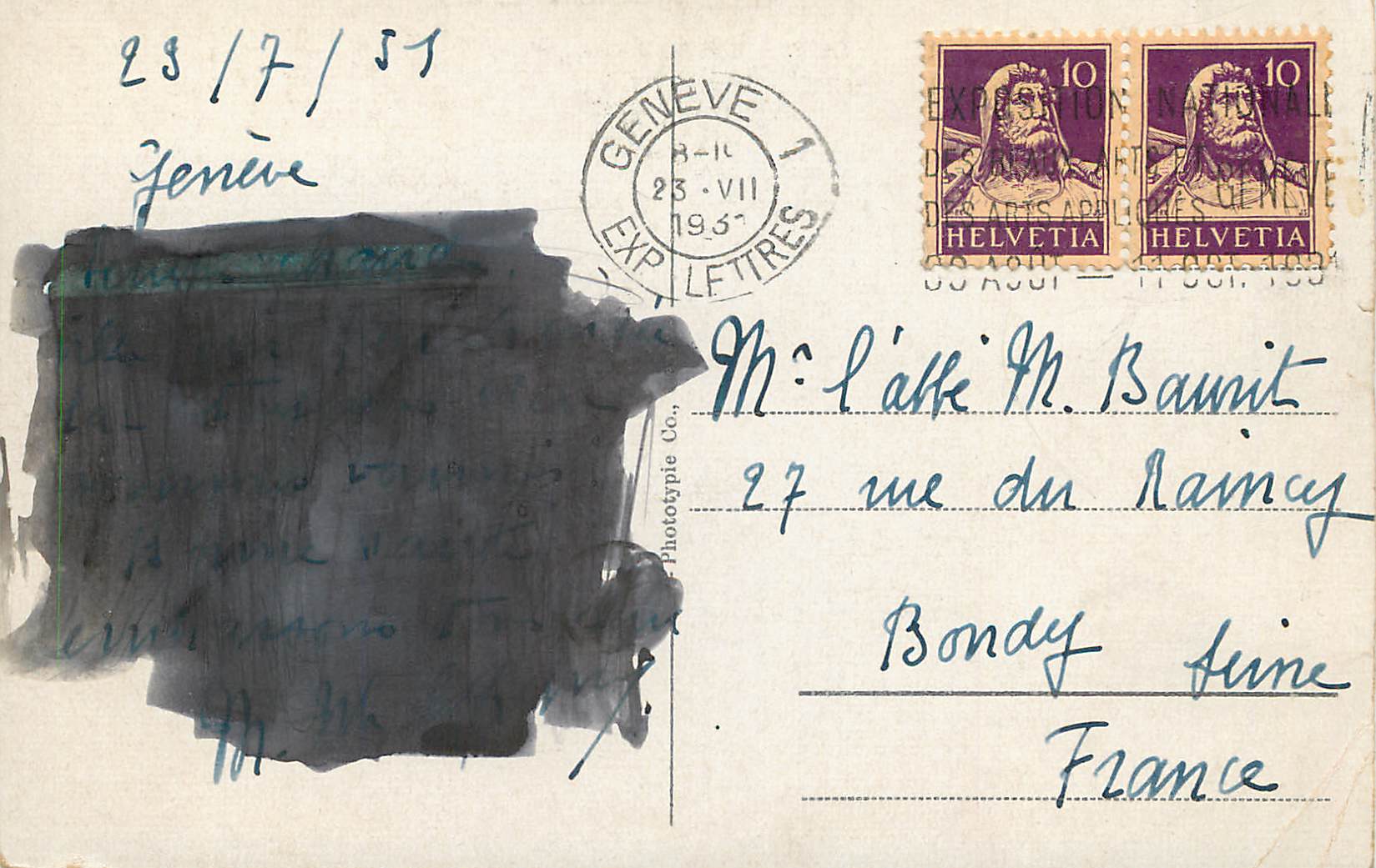 CPA Geneve Rade et Pont du Mont Blanc Bateau — Rückseite