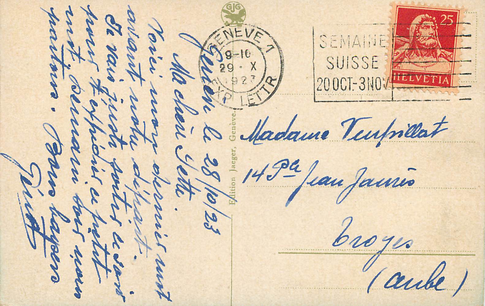 CPA Geneve Quai du Mont Blanc  — Verso