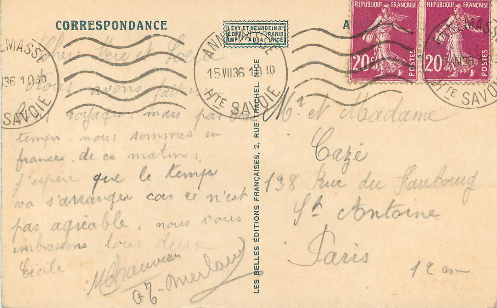 CPA Geneve La place des Alpes et le Monument Brunswick Panorama Bateau — Verso