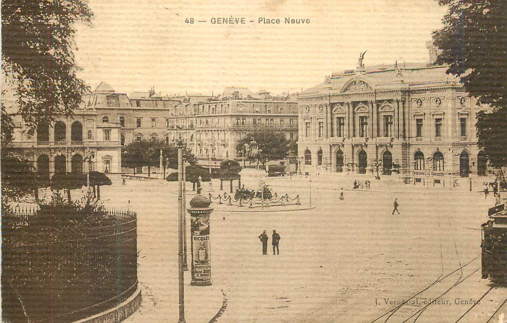 CPA Geneve Place Neuve Ricqles Tramway