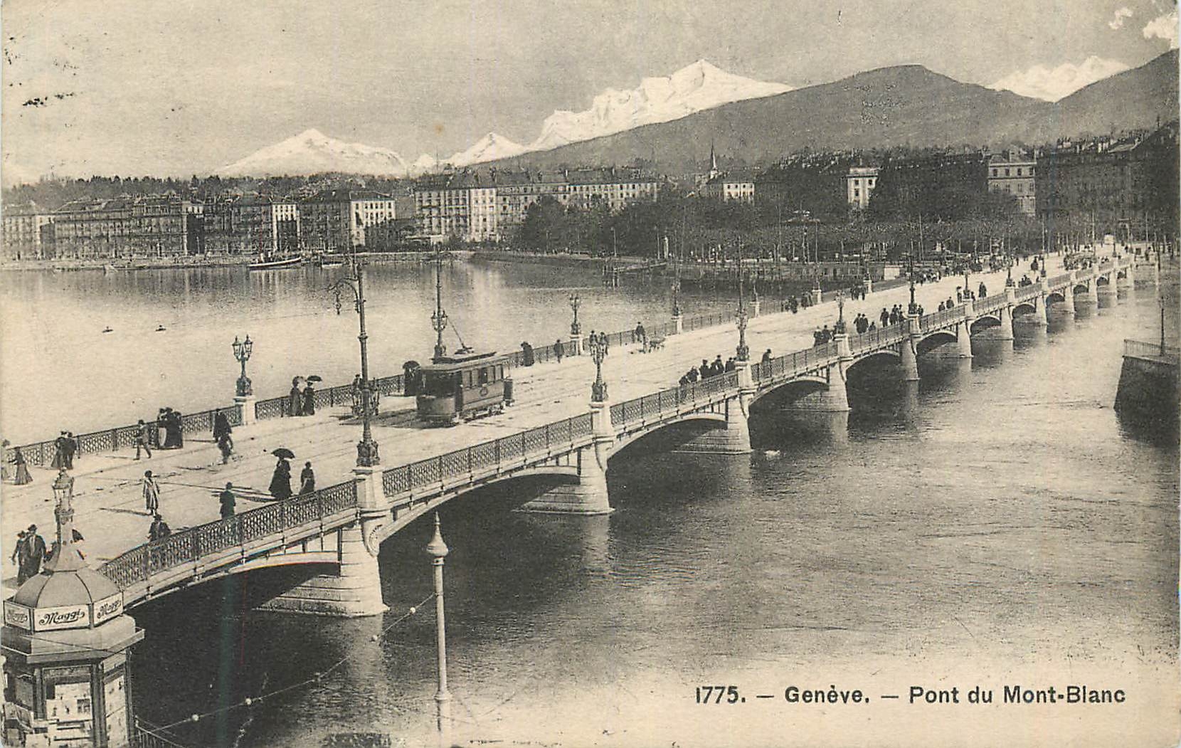 CPA Geneve Pont du Mont Blanc Tramway