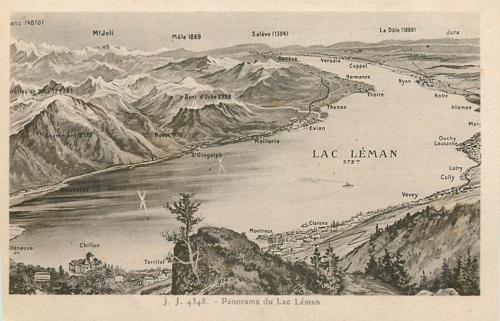 CPA Geneve Panorama du Luc Leman 