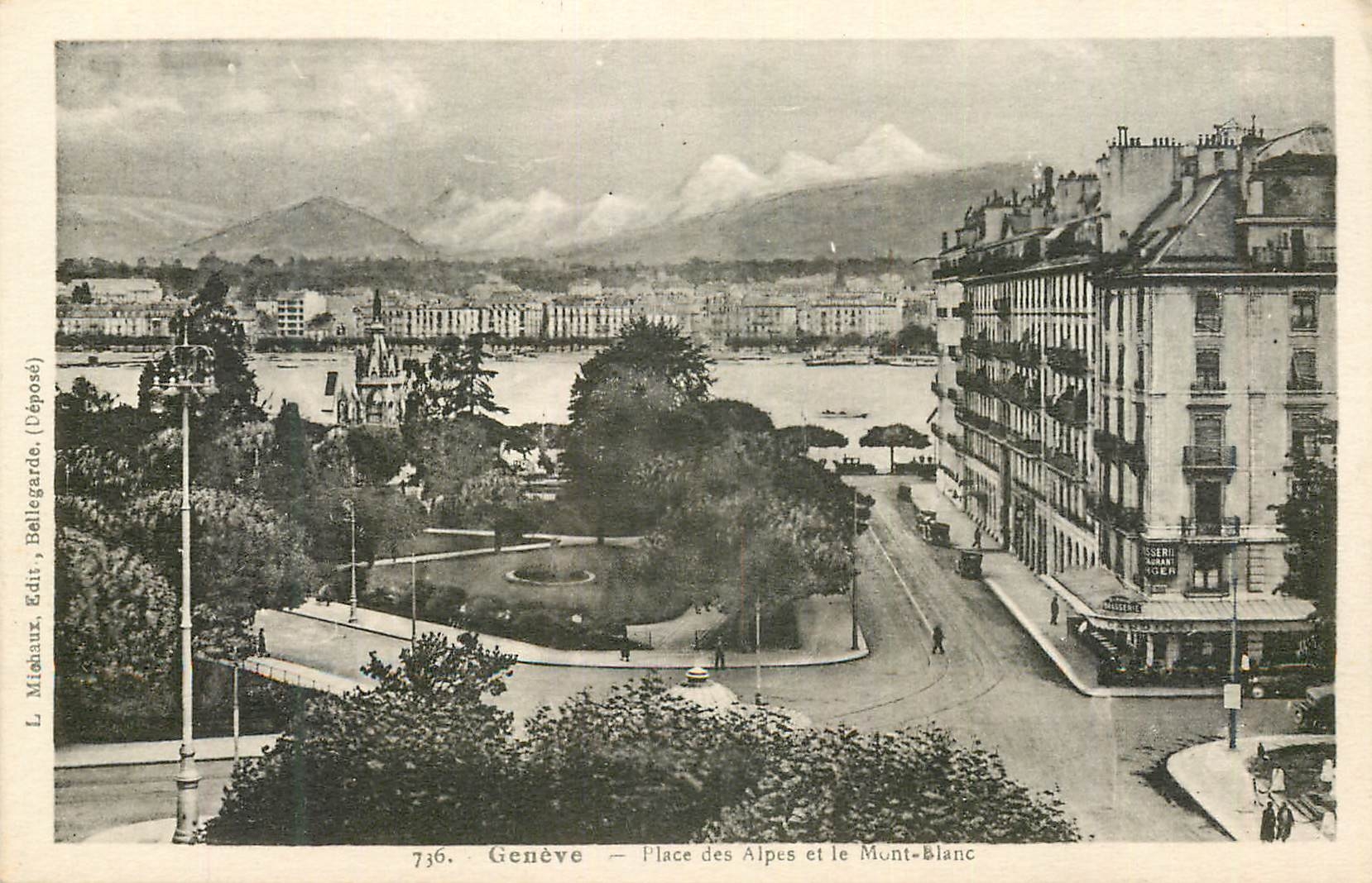 CPA Geneve Place des Alpes et le Mont Blanc 
