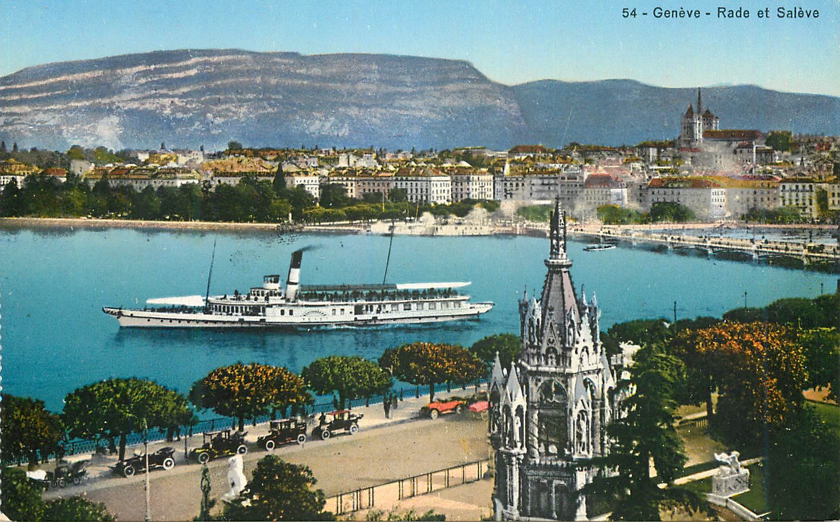 CPA Geneve Rade et Saleve Bateau