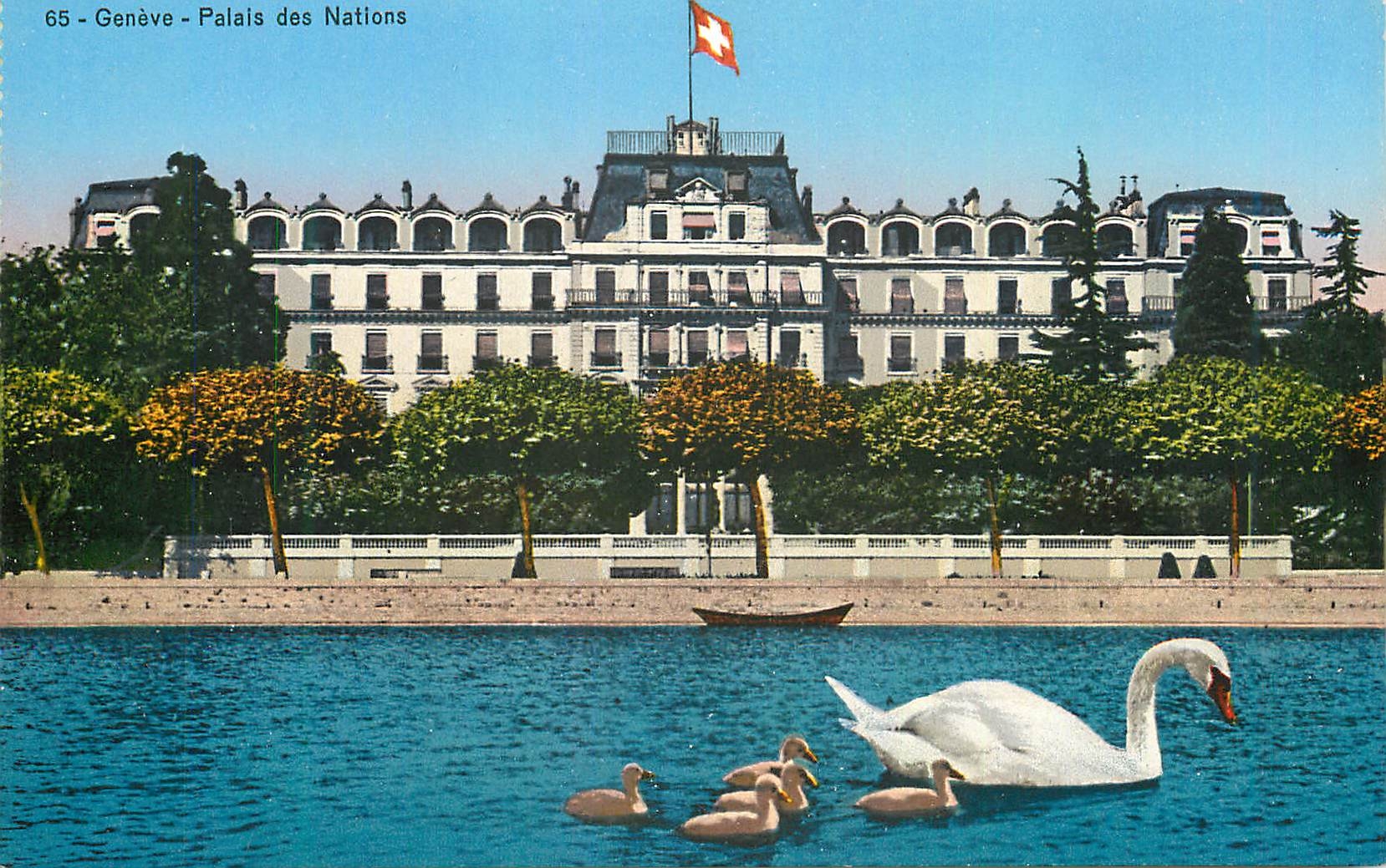 CPA Geneve Palais des Nations Cygne