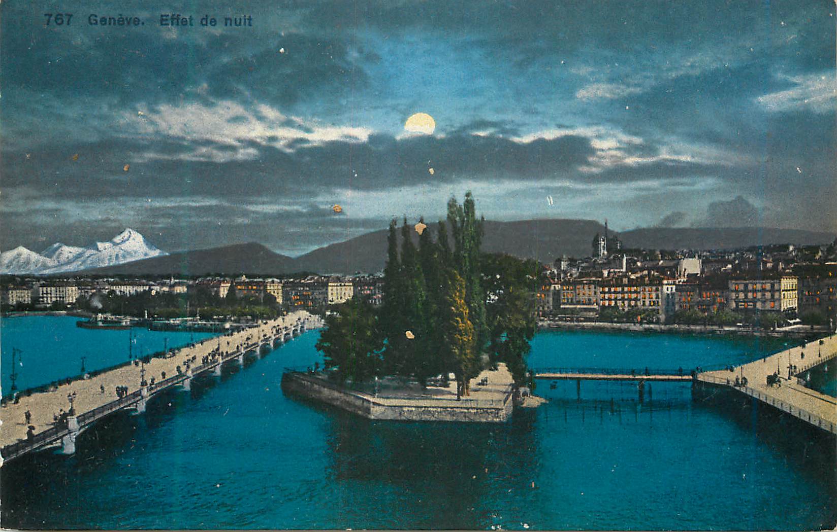 CPA Geneve Effet de nuit 