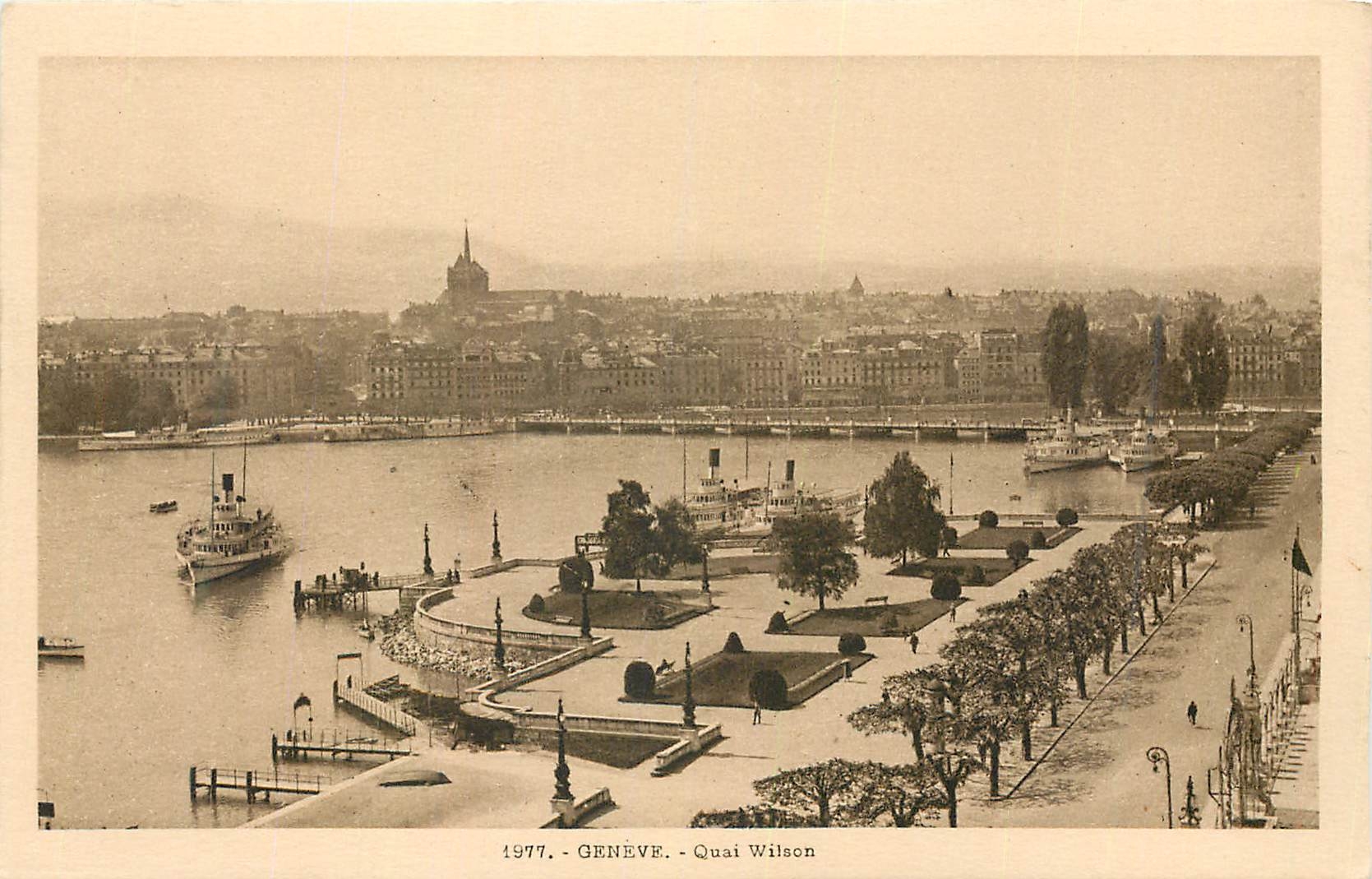 CPA Geneve Quai Wilson Bateau