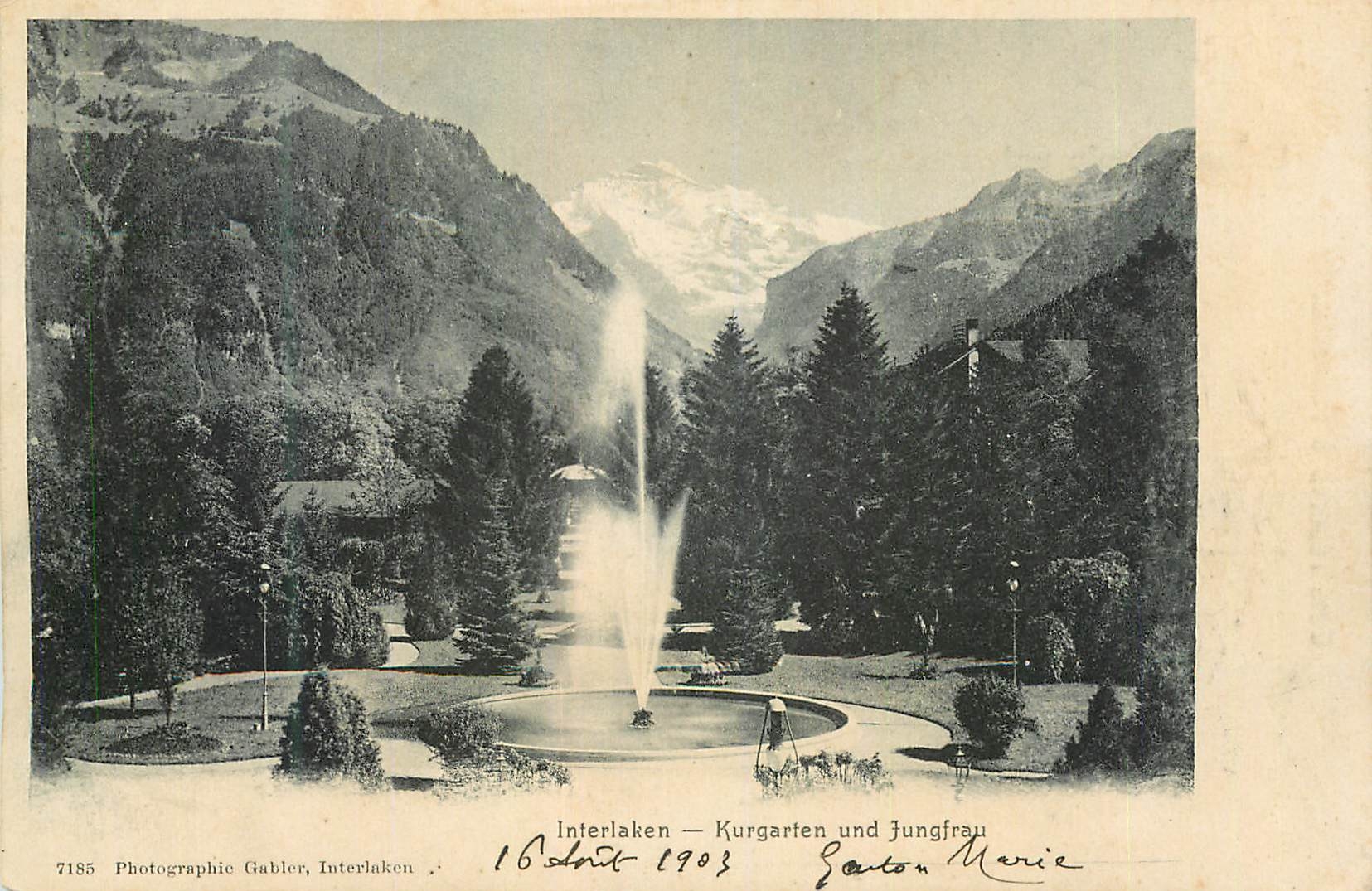 CPA Interlaken Kurgarten und Jungfrau 