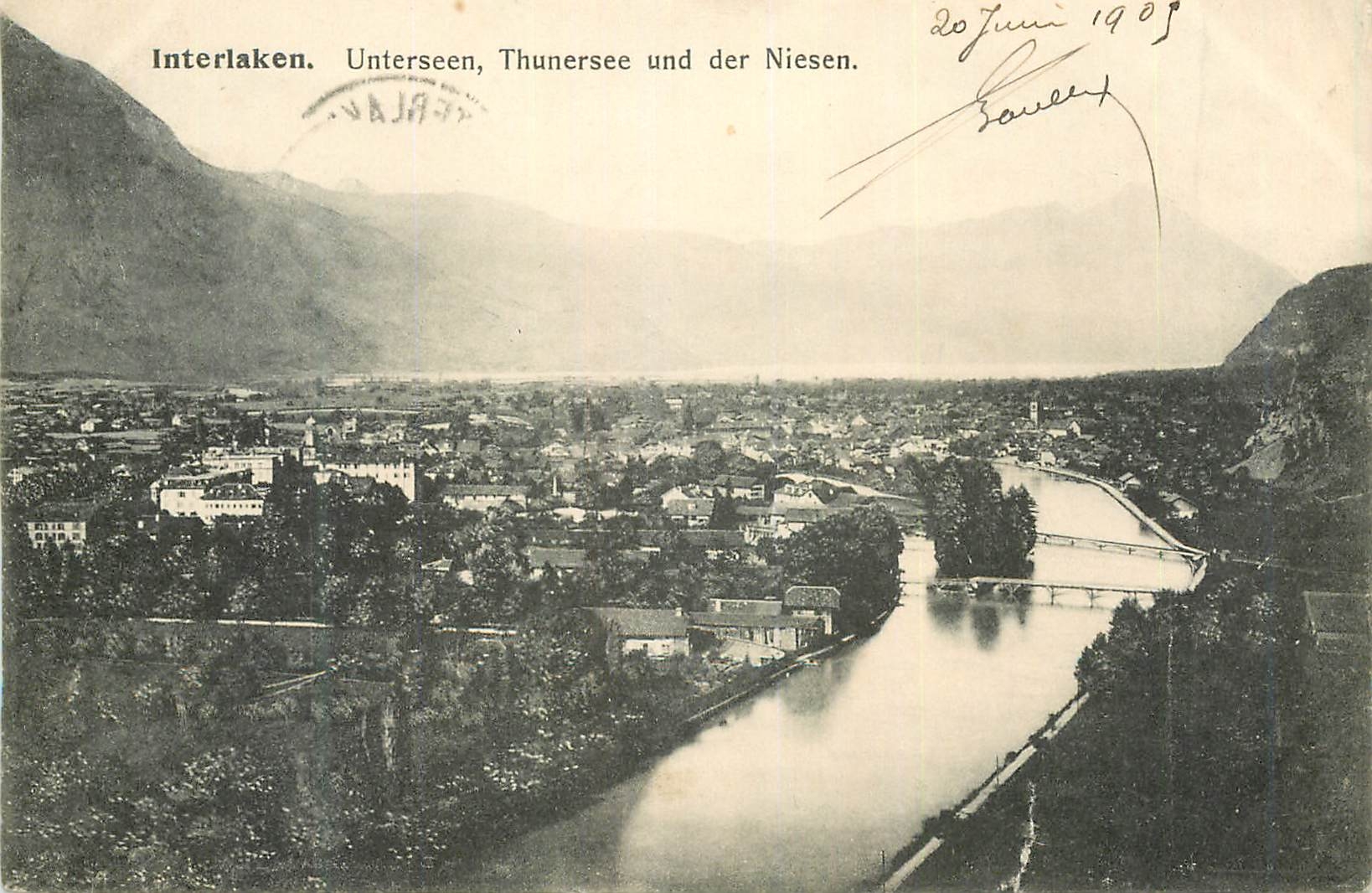 CPA Interlaken Unterseen Thunersee und der Niesen 
