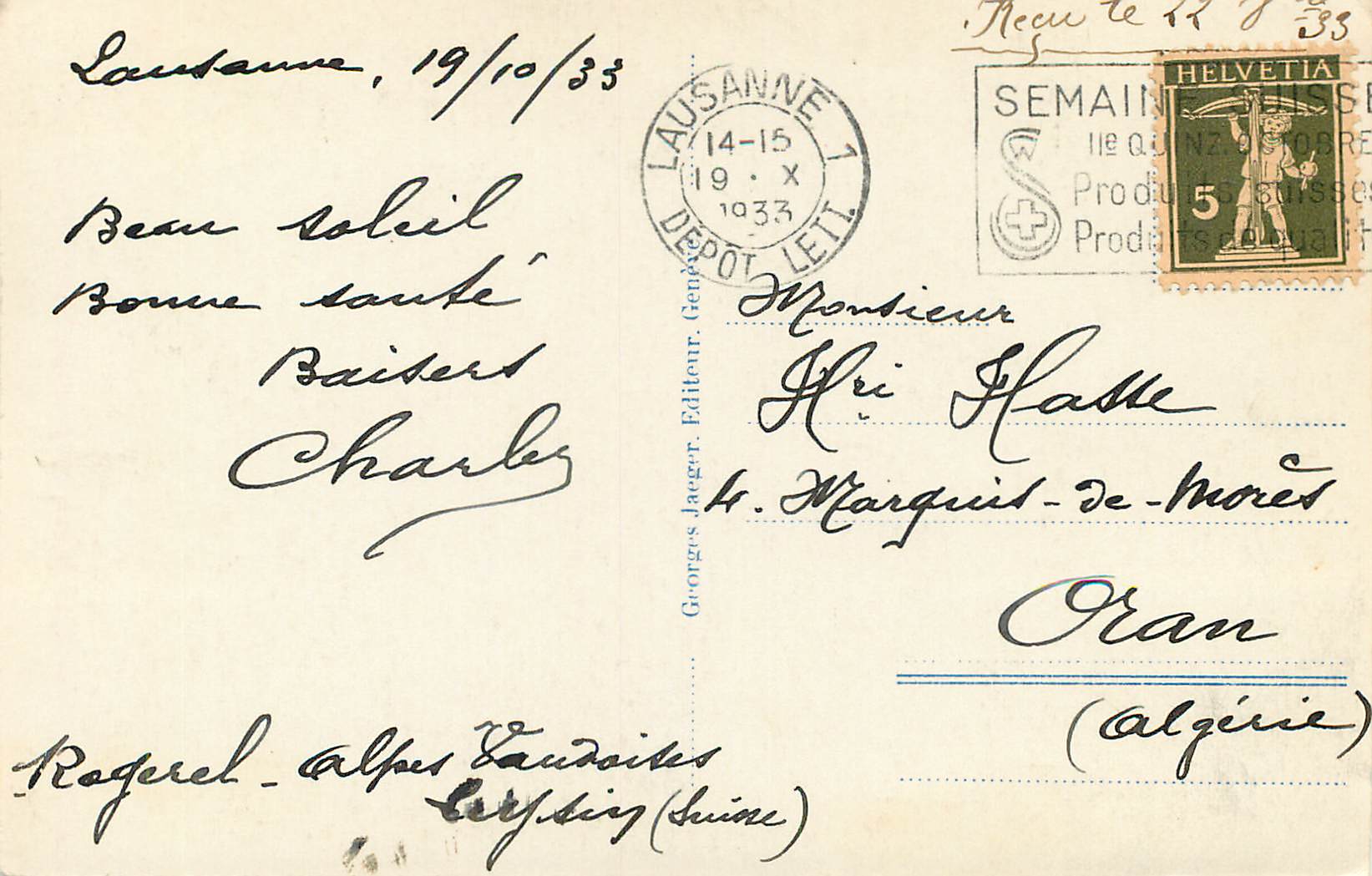 CPA Lausanne Le Gare centrale et les Alpes  — Rückseite